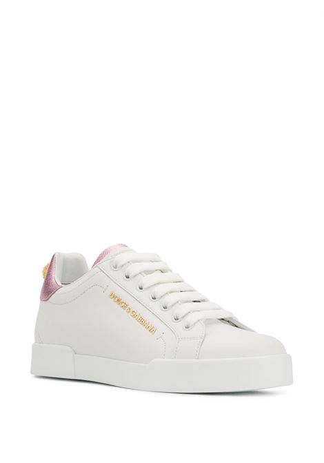 sneakers Portofino in pelle di vitello bianca con tallone rosa DOLCE & GABBANA | CK1602-AN29887587